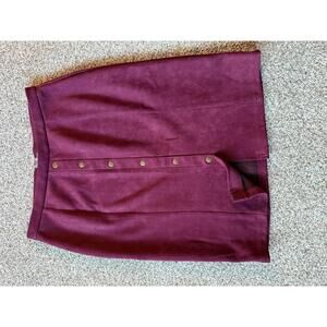 Retrology Womens Stretchy Faux Suede Skirt, Size M, Burgundy Maroon Christmas